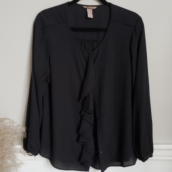 H&M Plus Black Ruffle Blouse - Picture 2 of 5